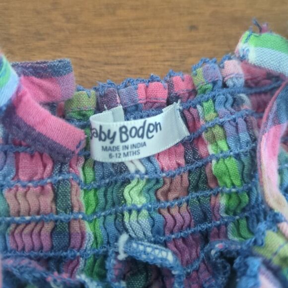 Mini Boden baby girls smocked Romper with snaps size 6-12M GUC - Picture 3 of 7